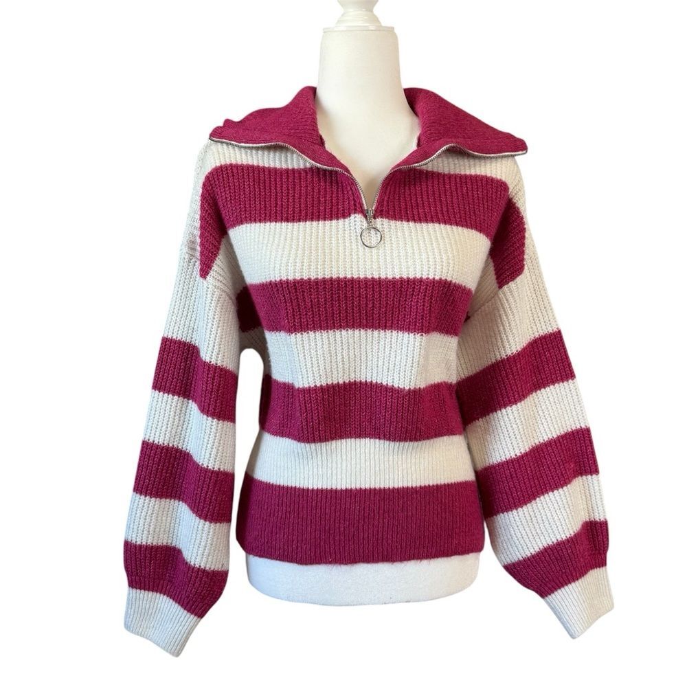 ASOS Design Pink and‎ White Rugby Striped Women's Sweater Size 4 Preppy